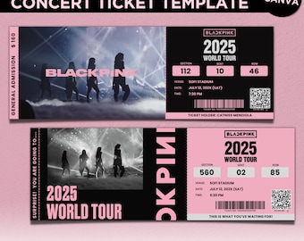 Blackpink World Tour 2025 Concert Ticket Canva Template, Printable Blackpink Ticket, Keepsake, Customizable Merch, Instant Download