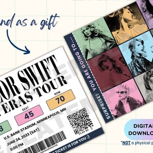 Eras Tour Concerts Taylor Swift Merch Ticket Canva Template Printable Custom Event Ticket Keepsake Souvenir Birthday Surprise Gift Idea image 4