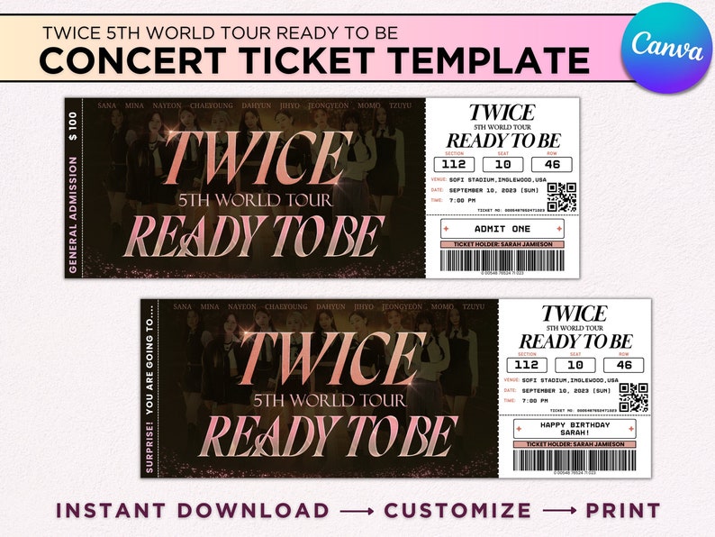 Printable TWICE Ready to Be Concert Ticket Template Canva - Etsy