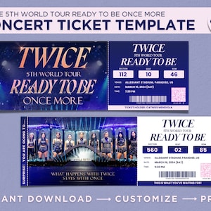 ZWEIMAL bereit, noch einmal zu sein Konzertticket-Vorlage Canva Bearbeitbares Digitales Ereignisticket Personalisiertes Ticket Souvenir Geschenk Geburtstagsidee