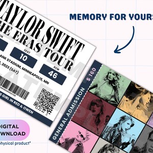 Eras Tour Concerts Taylor Swift Merch Ticket Canva Template Printable Custom Event Ticket Keepsake Souvenir Birthday Surprise Gift Idea image 3