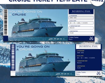 Szablon biletu na rejs niespodzianką: edytowalna karta pokładowa na wakacje (do pobrania w wersji cyfrowej)