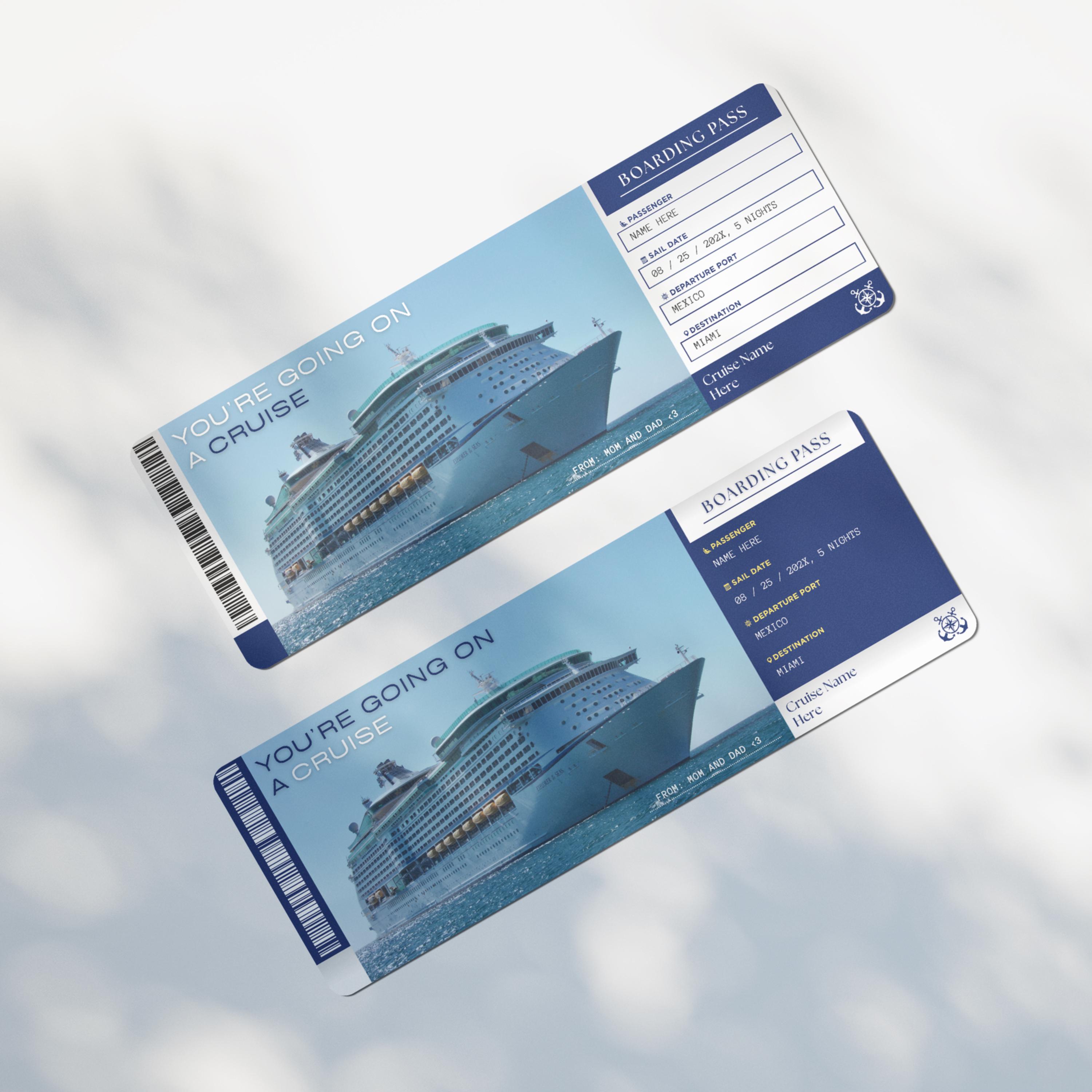 Surprise Cruise Ticket Template: Editable Vacation Boarding Pass