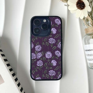 Vintage Purple Flower Phone Case For iPhone 15 14 13 12 11 Pro Max Case iPhone 15 14 13 12 11 Pro 15 14 Plus Case 13 12 Mini Case XR X XS