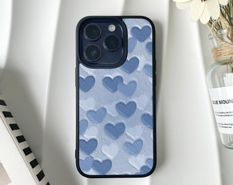 Blue Heart Phone Case For iPhone 15 14 13 12 11 Pro Max Case iPhone 15 14 13 12 11 Pro 15 14 Plus Case 13 12 Mini Case XR X XS Max 8 7 SE