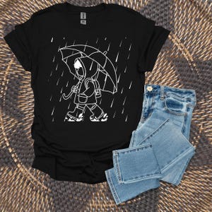 Rain and Puddles T-Shirt, Walking in the Rain Shirt, Cute Rainy Day Tee,  Autumn Weather Outfit, Graphic Shirt