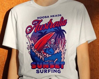 Noosa Heads Sunset Surfing t-shirt, Queensland gift, Surfer gift, surfer shirt, beach shirt, beach gift shirt, surf gift, surf shirt
