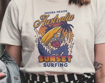 Noosa Heads Sunset Surfing t-shirt, Queensland gift, Surfer gift, surfer shirt, beach shirt, beach gift shirt, surf gift, surf shirt