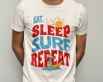 Eat Sleep Surf Repeat T-Shirt: Aussie Surfer Graphic Tee