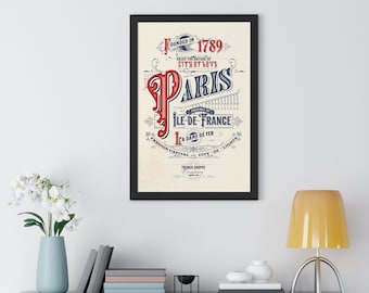 Framed Paris Île-de-France Vertical Poster, parisian poster, city of love paris poster, paris poster, french poster, french style poster
