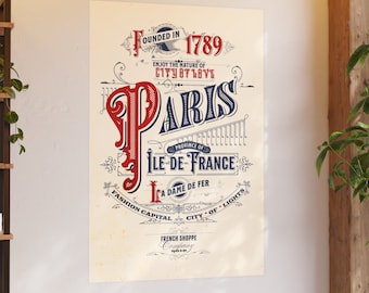 Satin and Archival Matte Paris Île-de-France Vertical Poster, parisian poster, city of love paris poster, paris poster, french poster,