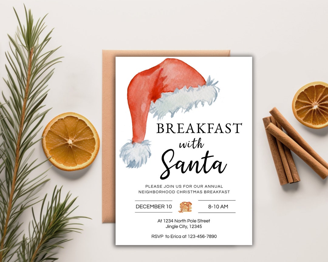Breakfast With Santa Invitation Wording Breakfast With Santa Invitation Pancakes and Santa Invite - Etsy UK