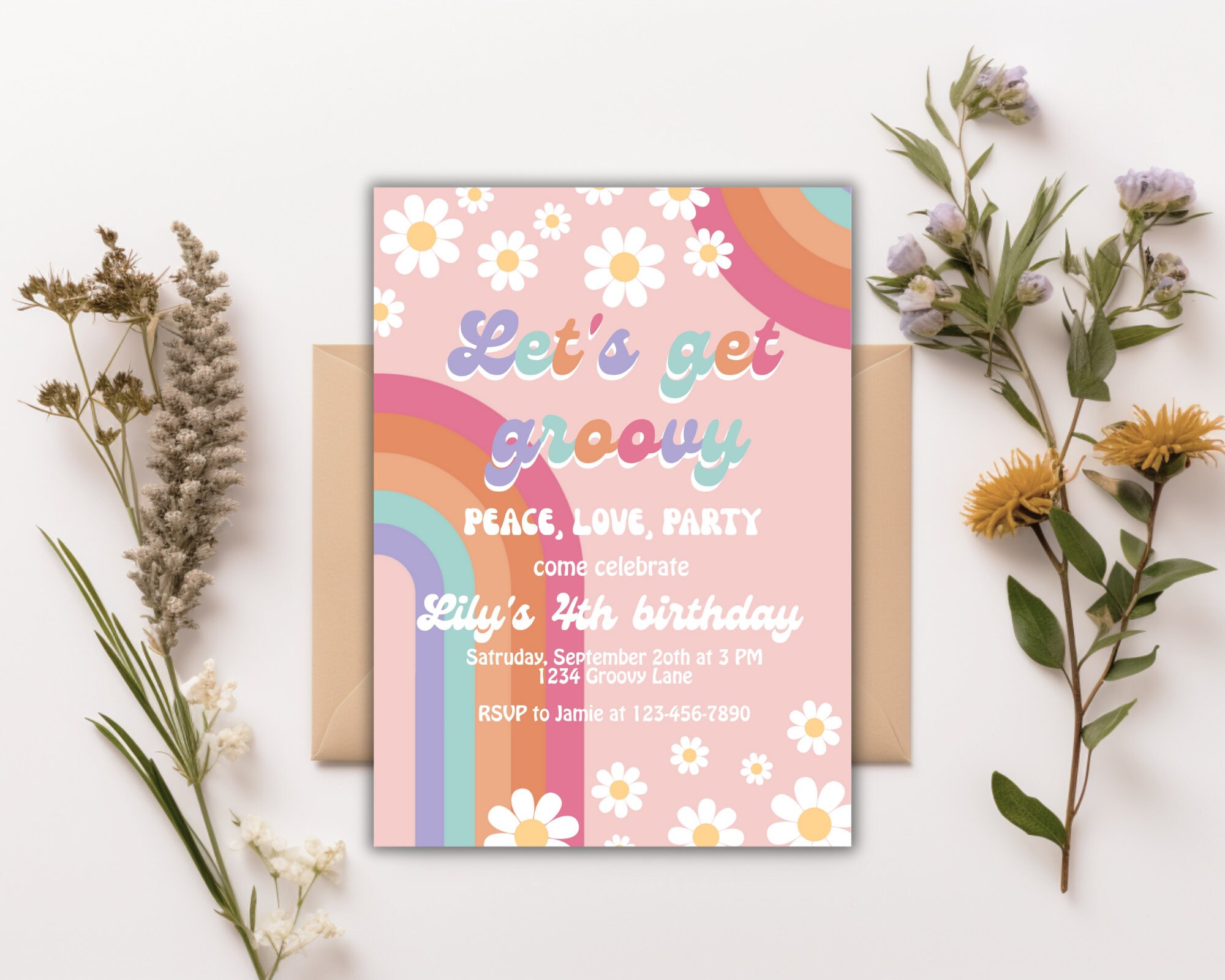 Groovy Birthday Party Invitation Let's Get Groovy - Etsy