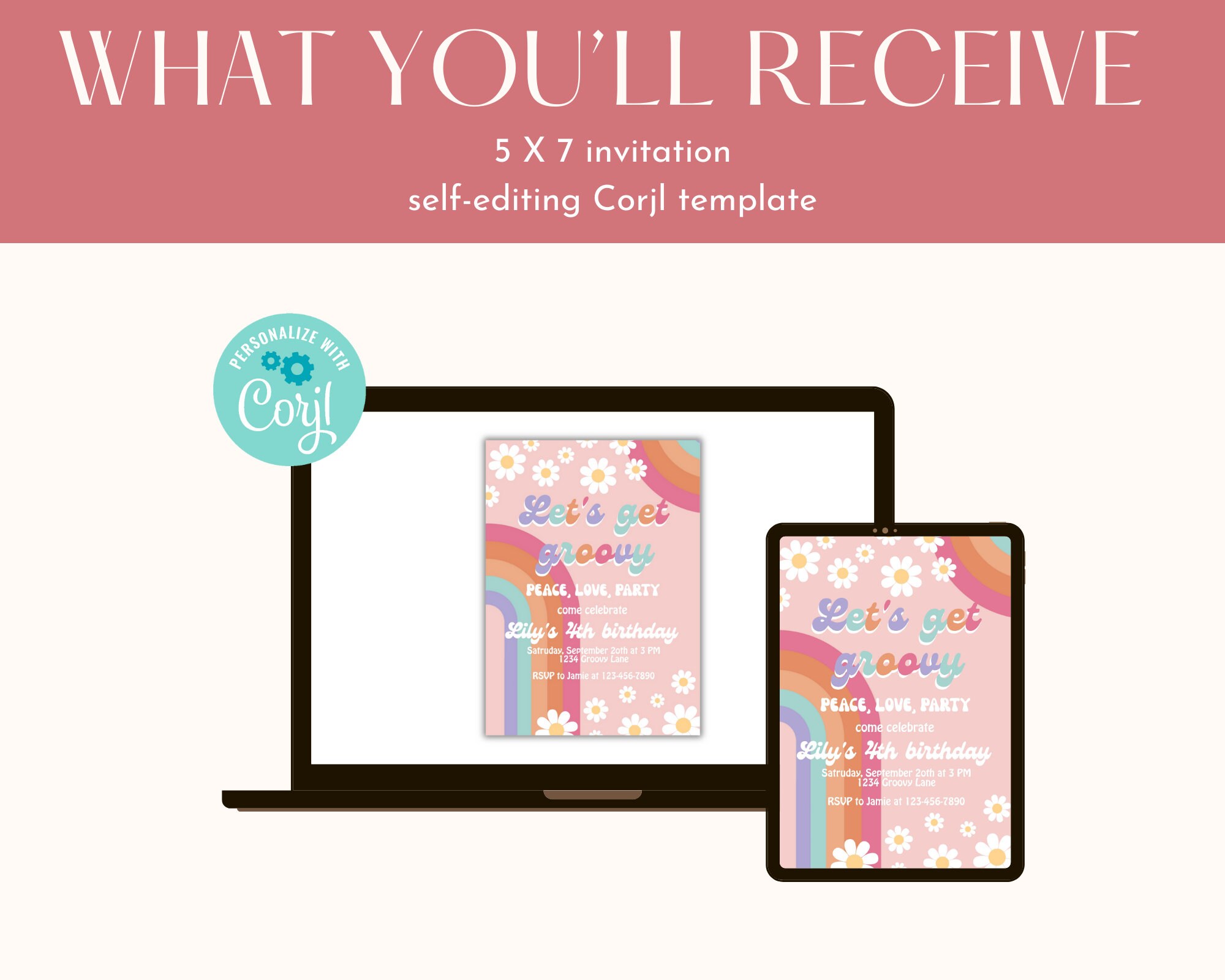 Groovy Birthday Party Invitation Let's Get Groovy - Etsy