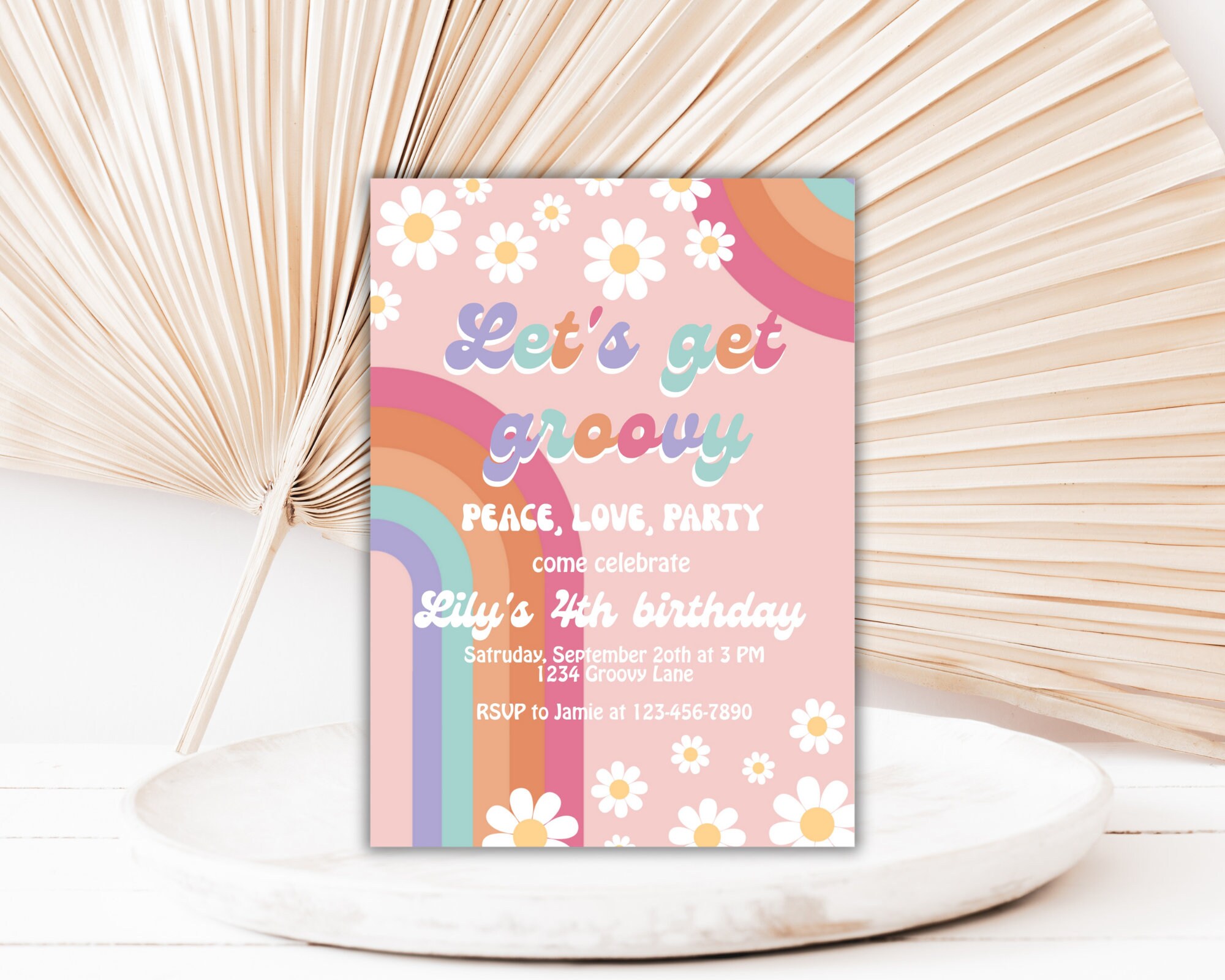 Groovy Birthday Party Invitation Let's Get Groovy - Etsy