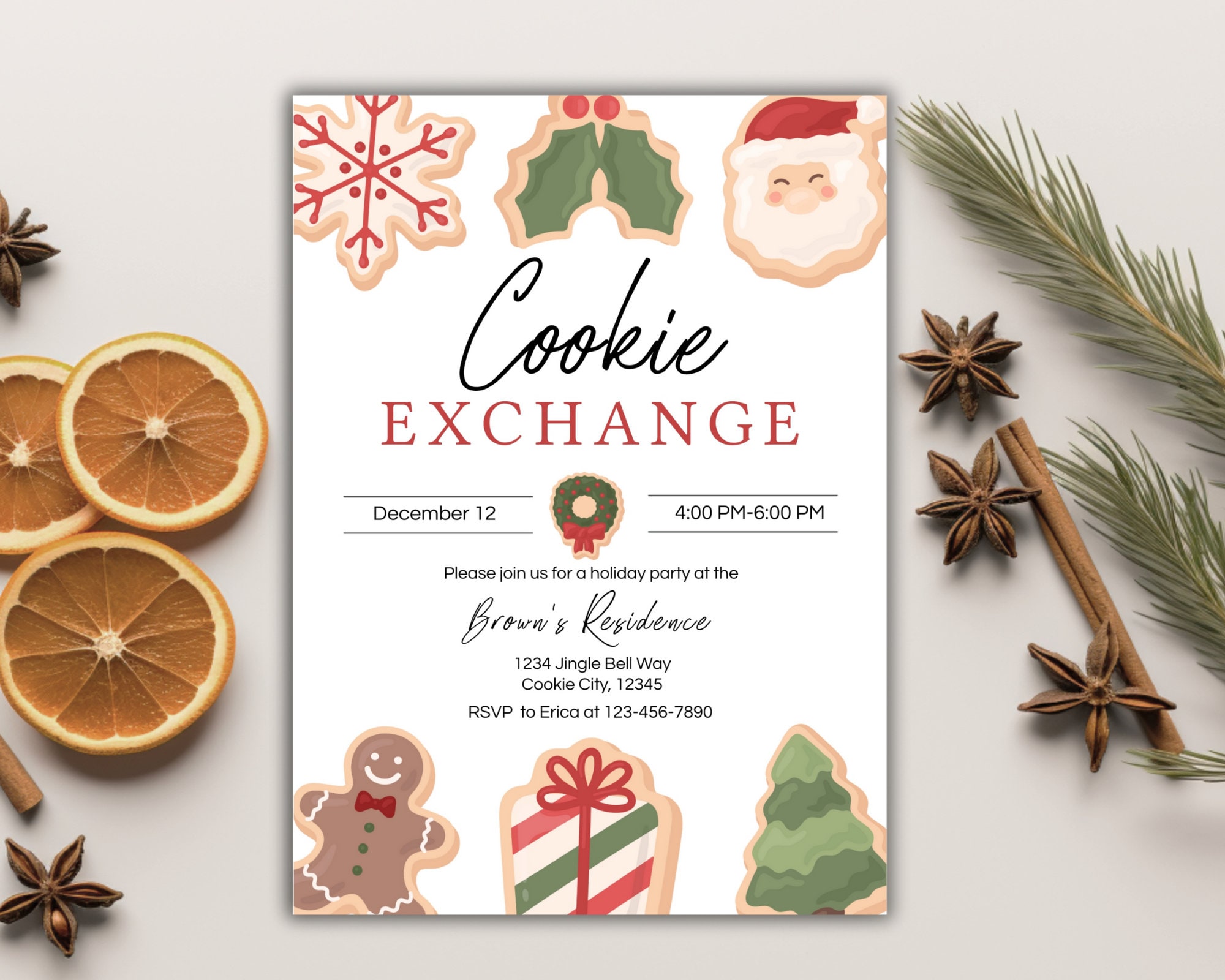 Christmas Cookie Exchange Invitation Template, Cookie Party Printable ...