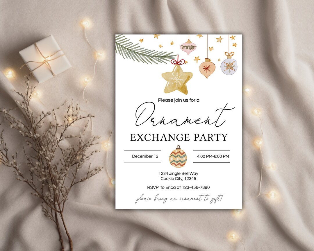 Christmas Ornament Exchange Invitation Ornament Exchange Etsy