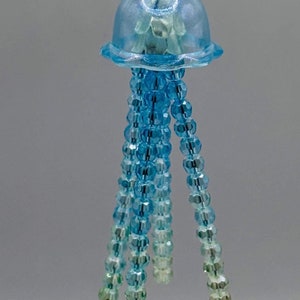 Beaded Jellyfish Keychain| handmade, bag charm, ocean-themed accessory