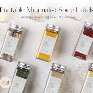 Printable Spice Labels Template, Customisable Minimalist Illustration Editable Pantry Sticker, DIY Instant Download Kitchen Organization