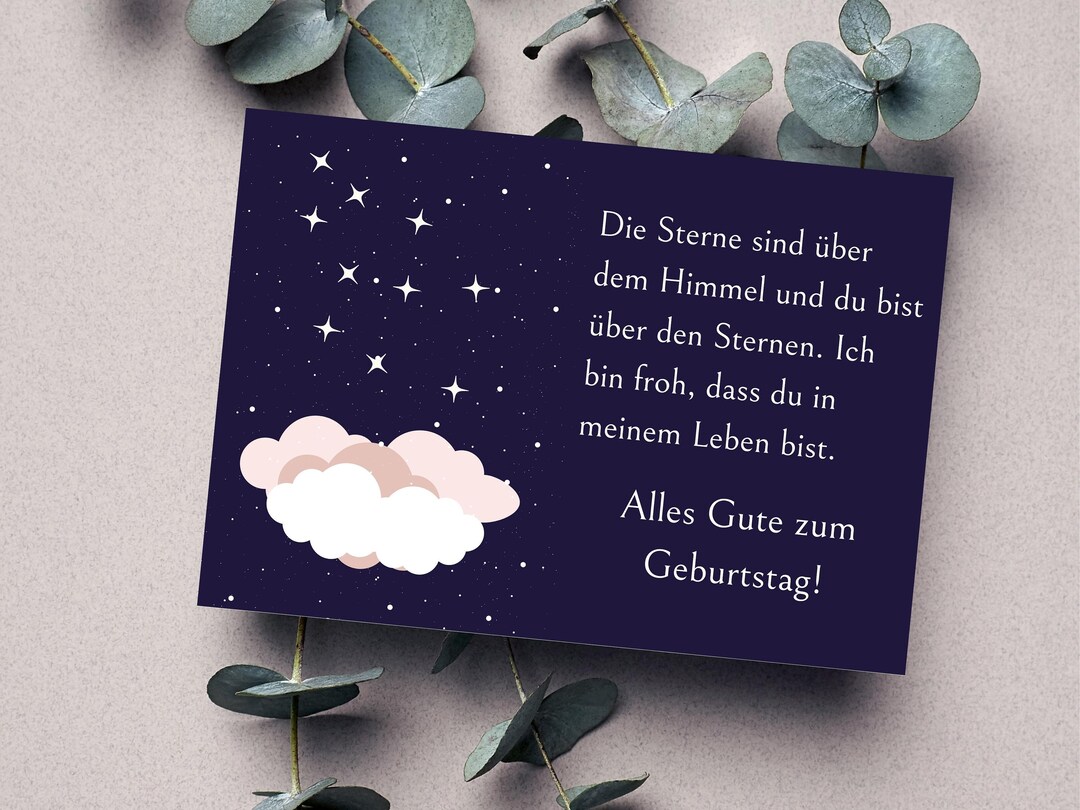 Printable Digital Instant Download Geburtstagskarte Sterne in Etsy