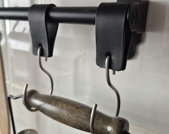Leather Strap with S and O Hooks, Kitchen Towel Hanger, Kitchen Utensil Rail Organizer