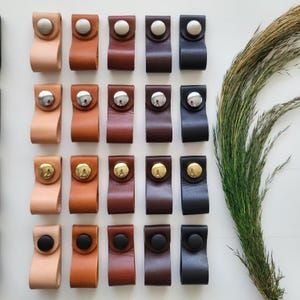 Leather Drawer Round Pulls For Cabinet, Leather Door Handle For Furniture, Kitchen Cabinet Knobs, Drawer Pulls, Furniture Handle For Home