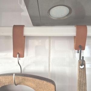 Leather S Hook Kitchen Hanging Storage Kit, Kitchen Pot Rack, Rod Hooks for Mugs