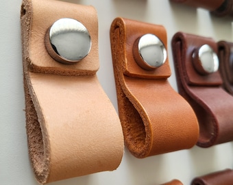 Vegtan Leather Cabinet Pulls, Minimalist Handle