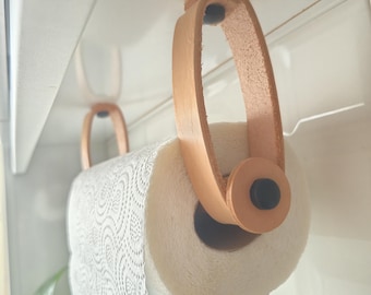 Leather Undermounted Paper Towel Holder, Wood Kitchen Storage Rail, Unique Wood Standing Organizer