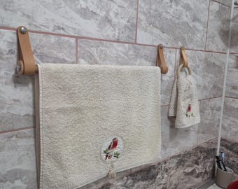 Leather Hanging Towel Holder Kit - Hand Towel Rail for Bath Kitchen & Laundry Room