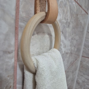 Lanière de suspension en cuir avec anneau en bois, porte-serviette, accessoires de maison végétaliens, décoration minimaliste