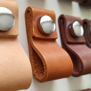 Leather Pull Flat End - Dresser Drawer Handles, Kitchen Cabinets Knobs, Minimal Furniture Rustic Decor
