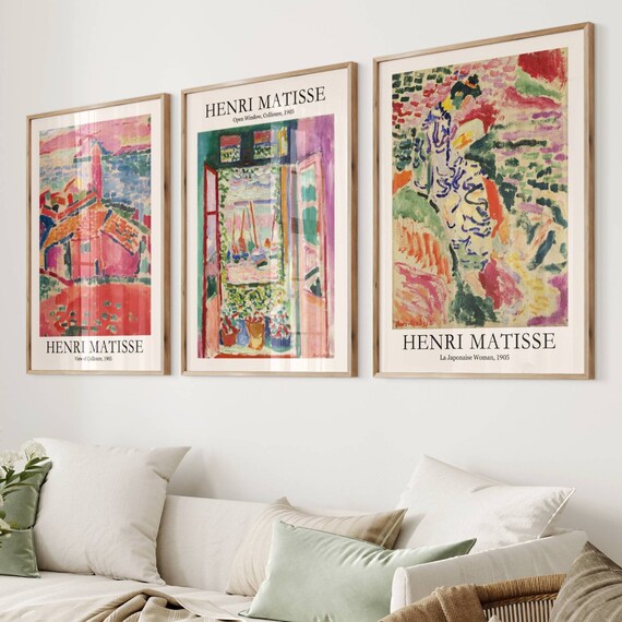 Matisse Print Set of 3, Matisse Wall Art, Exhibition Art, Mid Century Wall Art, Landscape Art, High Quality Printable Poster, Digital Print