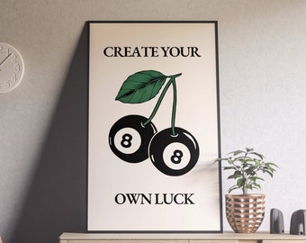 How Lucky Are We Print, Trendy Retro Gradient Poster, Lucky Eight Ball Wall Art, Lucky Girl Syndrome Affirmation Print, Dorm Room Decor