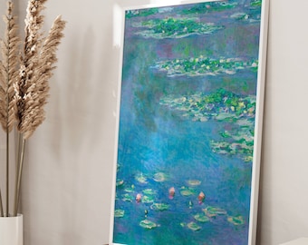 Claude Monet Wall Art, Monet Water Lilies Print, Monet Exhibition Poster, Landscape Print, Monet Poster, Blue Pond Wall Art, Moss Wall Art