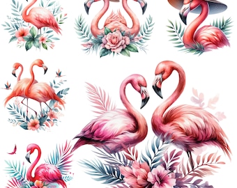 13 Pink Flamingo Art Print Tropical Home Decor Flamingo Nursery Wall Art Instant Printable  Digital Download WatercolorFlamingo Illustration