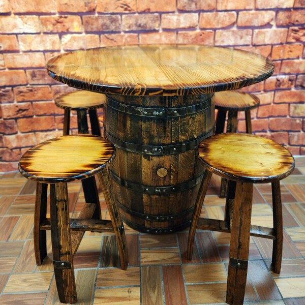 Whiskey Barrel Table and Chairs Etsy