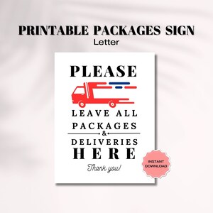 Leave Packages Sign, Please Leave Packages Here Printable Sign, Shipping Items Drop Off Location, Delivery Poster Notice, Place Here Sign