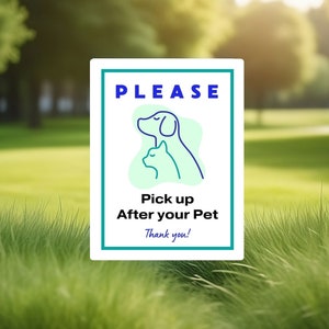 Por favor, pegue a placa do seu animal de estimação, placa para pegar cocô para impressão, limpe a placa do seu cachorro, download digital, placa sem cocô de cachorro no quintal