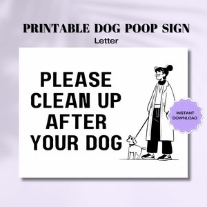 Por favor, limpe a placa do seu cachorro, placa de coleta de cocô para impressão, placa de limpeza do seu animal de estimação, download digital, placa de sem cocô de cachorro no quintal