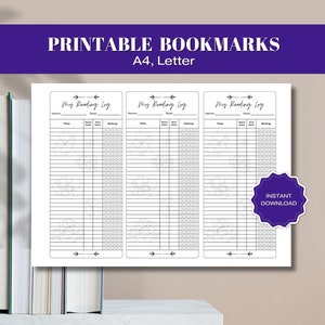 Library Card Bookmarks Floral Design, My Reading Log, Printable Bookmark PDF, Digital Download, Reading List, Book Tracker, Book Lover Gift