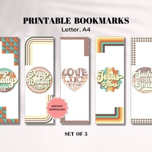 Digital Bible Retro Bookmarks, Printable Bible Verse Bookmark Bundle, Christian Bookmarks PDF, Bible Quotes, Scripture Reading, Pastor Gift