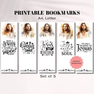 Jesus Portrait Bookmarks, Printable Bible Bookmarks Download, Jesus Bookmarks Bundle, Religious School Gift, Digital Bible Study Group Gift