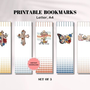 Christian Bookmarks Set, Digital Religious Bookmarks, Printable Bible Bookmarks PDF, Faith Scripture Reading, Colorful Cross Bookmarks Gift