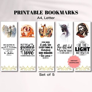 Printable Bible Bookmarks, Christian Bookmark Set, Book Lover Gift, Bookmarks for Women,  Jesus Bookmarks, Digital Prayer Journal Bookmarks