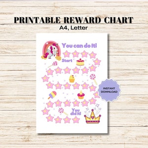 Printable Unicorn Behavior Chart, Unicorn Reward Chart, Daily Chore Chart, Kids Routine Sticker Chart, Girls Reward Chart, Instant Download