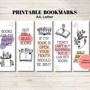 Booklovers Bookmarks Printable PDF, Digital Download, Book Lovers Gift, Digital Readers Bookmarks Floral Boho Set, Bookworms Perfect Gift