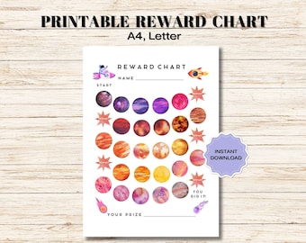 Printable Outer Space Reward Chart, Astronaut Behavior Chart, Daily Chore Chart, Rocket Chore Chart, Space Kids Routine Sticker Chart PDF