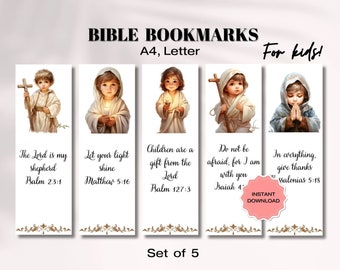 Bible Verses Bookmarks For Kids, Kids Bible Bookmarks Set, Printable Bookmarks For Children PDF, Bible Quotes For Kids, Scripture Bookmarks