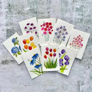 Set of Original Hand Painted Watercolor Cards 4 or 8, All Occasion ...